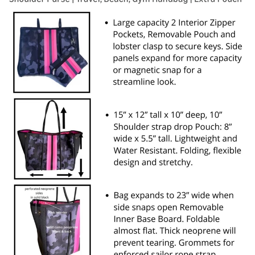 Neoprene Camouflage Tote with Red Stripe - Picture 4 of 10